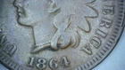 1864 L on Ribbon INDIAN HEAD CENT Pointed Bust Full LIBERTY VF Detail Coin MA8U