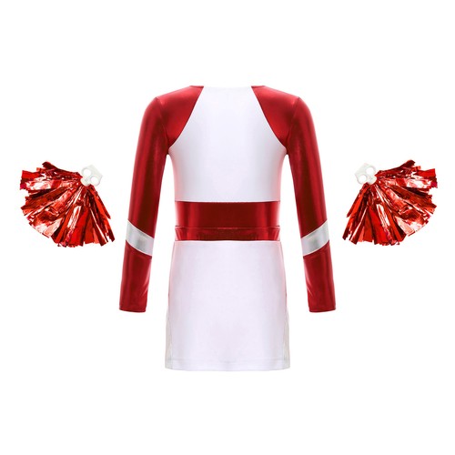 Girls Dance Leotard Long Sleeve Cheerleading Outfits Patchwork Uniform Stage - Picture 15 of 63