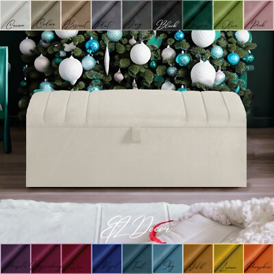 Ottomane Box Aufbewahrung Luxus Fußhocker Weich Pouf Decke Spielzeugkiste Weiß Creme