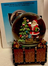 KURT ADLER Musical Wind-Up Santa Waterglobe We Wish You A Merry Christmas ~CUTE~