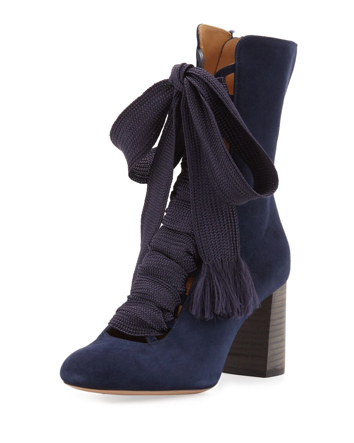 Chloe — Chloe Harper Suede Lace-Up Chunky High-Heel Booties Size 39 MSRP: $1,290.00