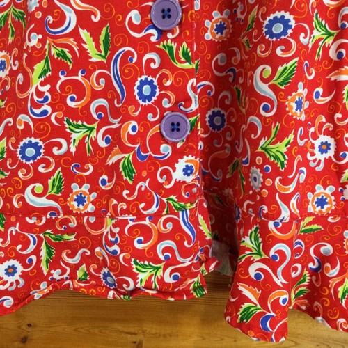 Hannah Anderson Red Floral Dress Long Sleeve Ruffle Neckline Size 100 - Picture 9 of 23
