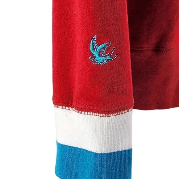 RARO Sabit NYC Masculino 3X Moletom Carta Patch Logotipo Cotovelo Patch Vermelho Gola Redonda - Imagem 4 de 4