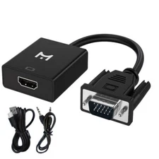 VGA To HDMI Converter 1080P HD Adapter With Audio Cable For HDTV PC Laptop TV US