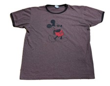 VintageDisney Resort Mickey Mouse Ringer Brown T Shirt Size Medium Made USA