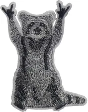 Rocking Raccoon Patch, 3 Inches - Iron On/Sew on - Funny Cute Animal Applique fo