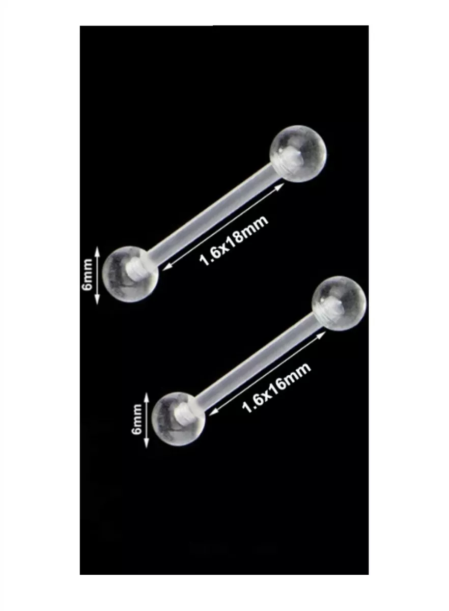 14g Clear Acrylic Tongue Nipple Ring Bar Transparent Retainer Barbell Piercing