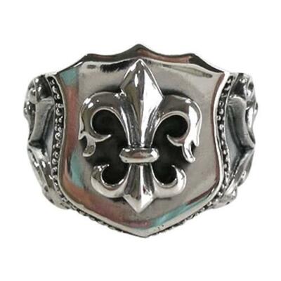 Fleur De Lis 925 Sterling Silver Biker Ring Men's Gothic