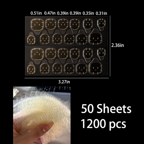 1200 Pcs 50 Sheets Nail Adhesive Tabs Nail Glue Stickers for Press on Nails Adhe - Picture 2 of 12