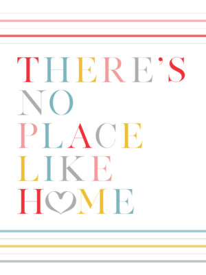 No Place Like Home Liebe Herz Zitat gerahmter Wandkunstdruck 9 x 7 Zoll