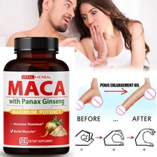 Ashwagandha Maca Panax Ginseng Capsules Peruvian Extract Organic Vitamins 120pc
