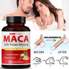 Ashwagandha Maca+ Panax Ginseng Capsules Peruvian Extract Organic Vitamins 120pc