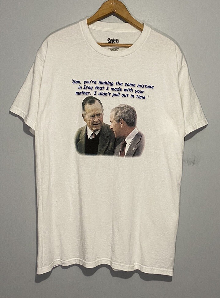 Vintage Y2K Spencers George Bush Tshirt Large Iraq Funny