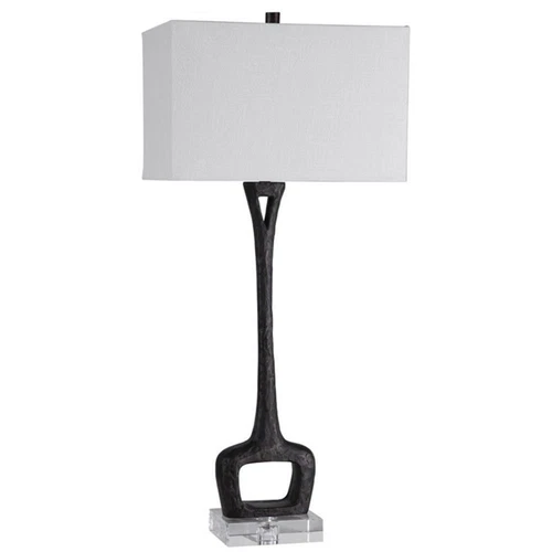 Uttermost Darbie Crystal Cast Iron and Fabric Table Lamp in Aged Black - Picture 3 of 8