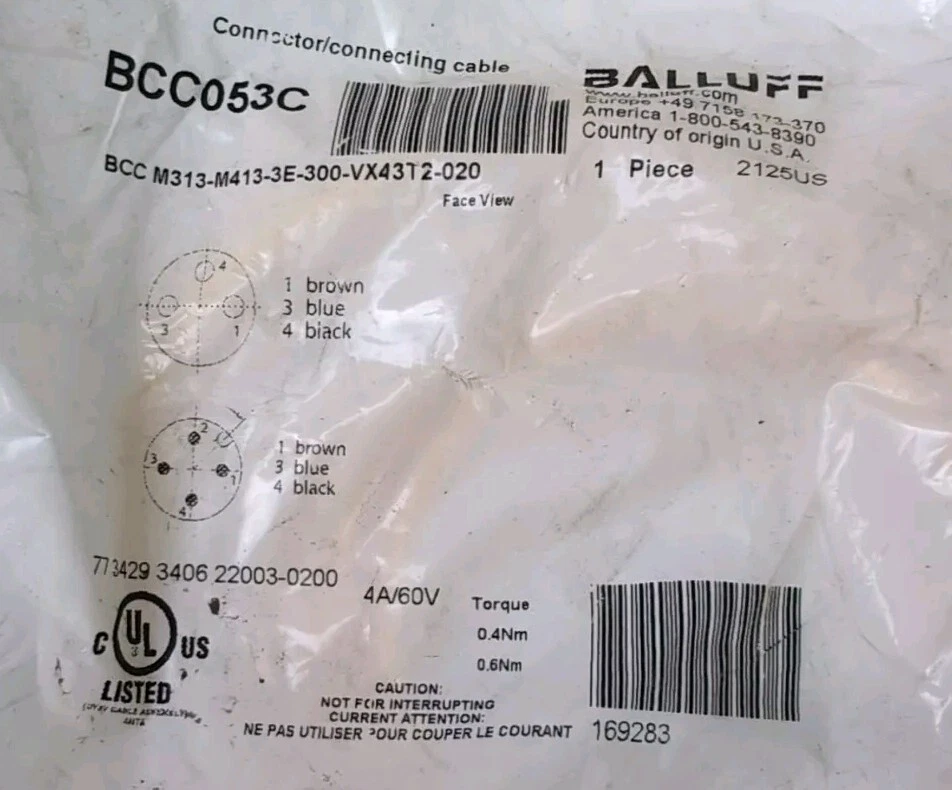 Лот из 7 ШАРИКОВЫХ СОЕДИНИТЕЛЬНЫХ ШНУРОВ 5 X BCC063F BCC053C BMF 243k-ps-c-2A-SA2-S49-00 - Изображение 4 из 4