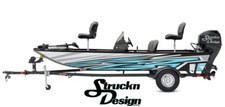 Light Cyan Blue Distressed Angled Stripes Graphic Wrap Boat Fish Decal US Vinyl