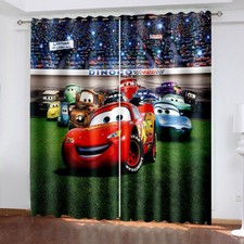 Cars McQueen Cartoon Kids Bedroom Curtains Ring Blackout Door Decor UV Protect