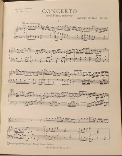 Flute & Piano: Concerto by Michael Haydn ed Robbins Landon Out of Print New - Picture 4 of 5