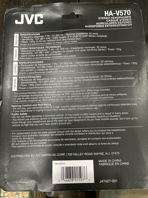 JVC HA-V570 Headband Headphones 