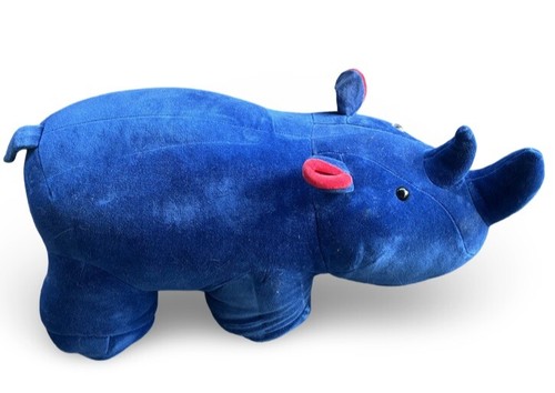 Rare Blue Velour Rhino Manhattan Toy 1986 Goldwyn & Rabjohn Designer 21 ...