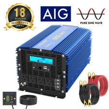3000Watt Pure Sine Wave Power Inverter 12V DC to 120V AC 4 AC Outlets Dual USB