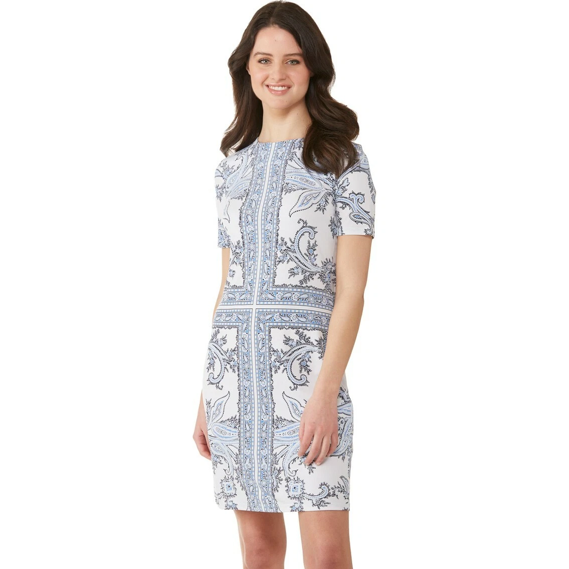 Michael Kors Scarf-Print Dress White Blue Size P/M | eBay