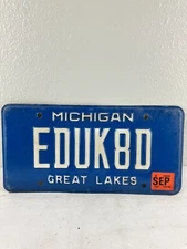 MICHIGAN 2007 BLUE LICENSE PLATE #EDUK8D - GREAT LAKES - HI QUALITY - VANITY