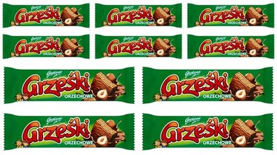 10 x Goplana GRZESKI Walnut Wafers in Milk Chocolate 10 x 36g / 12.7oz