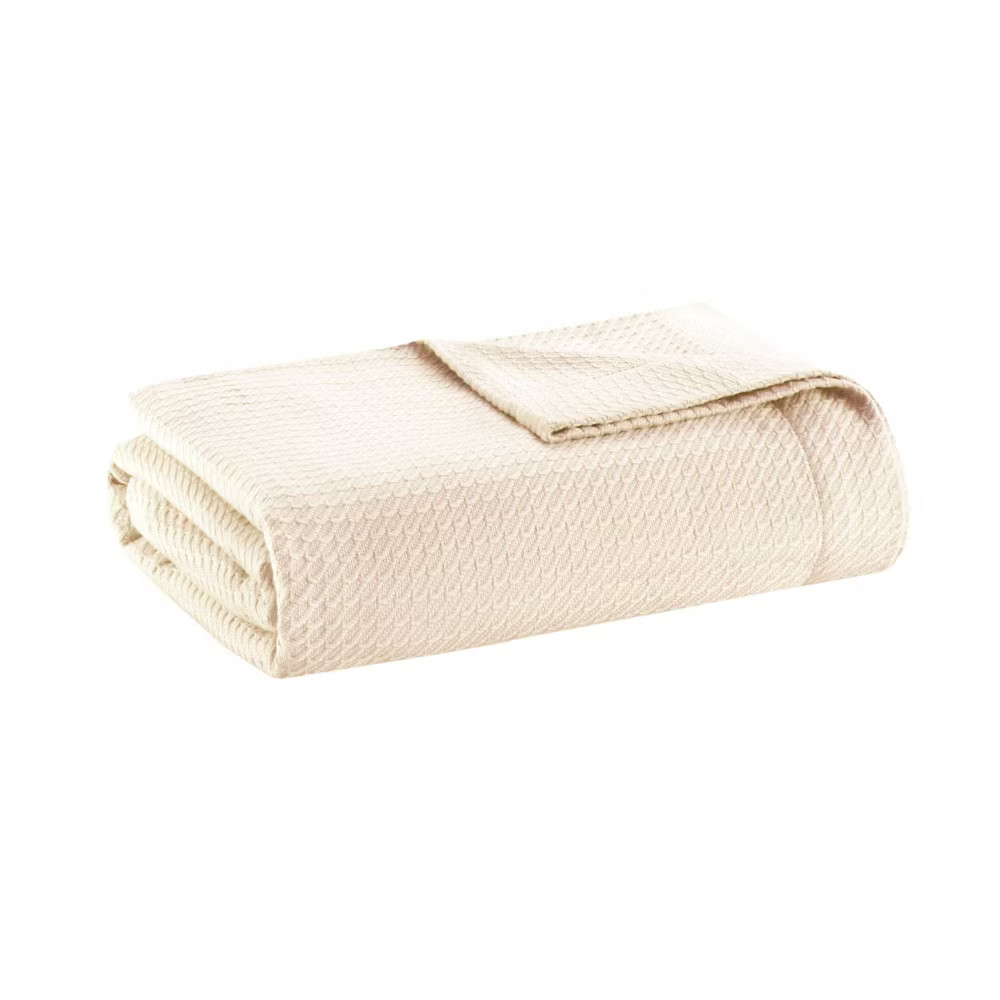 Twin Textured Cotton Blanket Ivory 4090₽