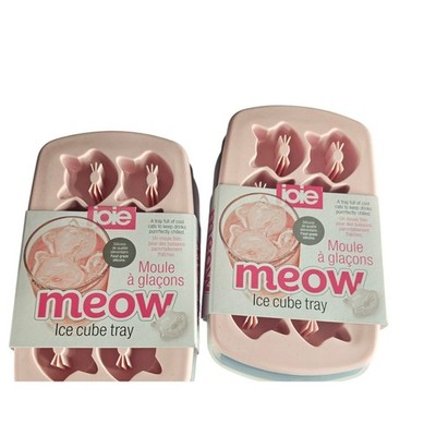 Joie Meow Ice Cube Trays Pink Cat Shaped Silicone Food Grade, Set of 2