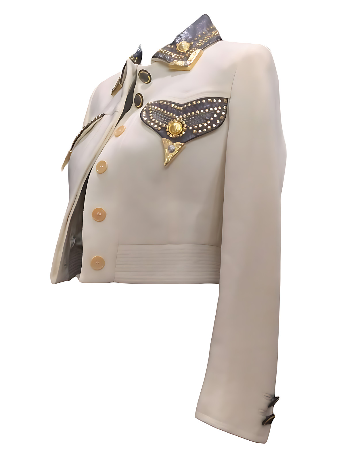 RARE Vintage 90s VERSACE Medusa Gold Beige Cropped Jacket Archival Size 38 Small image 4