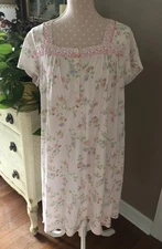 Secret Treasures Women's Nightgown Lace Edging Ribbon Pink Floral Print Women XL