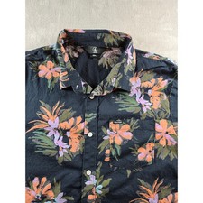 Volcom Hawaiian Shirt Mens L Fit M Short Sleeve Button Up Floral Tropical