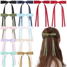 12 PCS Hair Bows for Women, Hair Ribbon Hair Bows with Long Tail Hair Bow clips