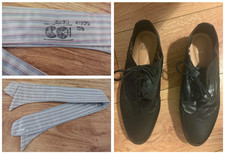 1940s Men Bundle CC41 Spearpoint Collar & Vintage Black Oxford Brogues Shoes WW2