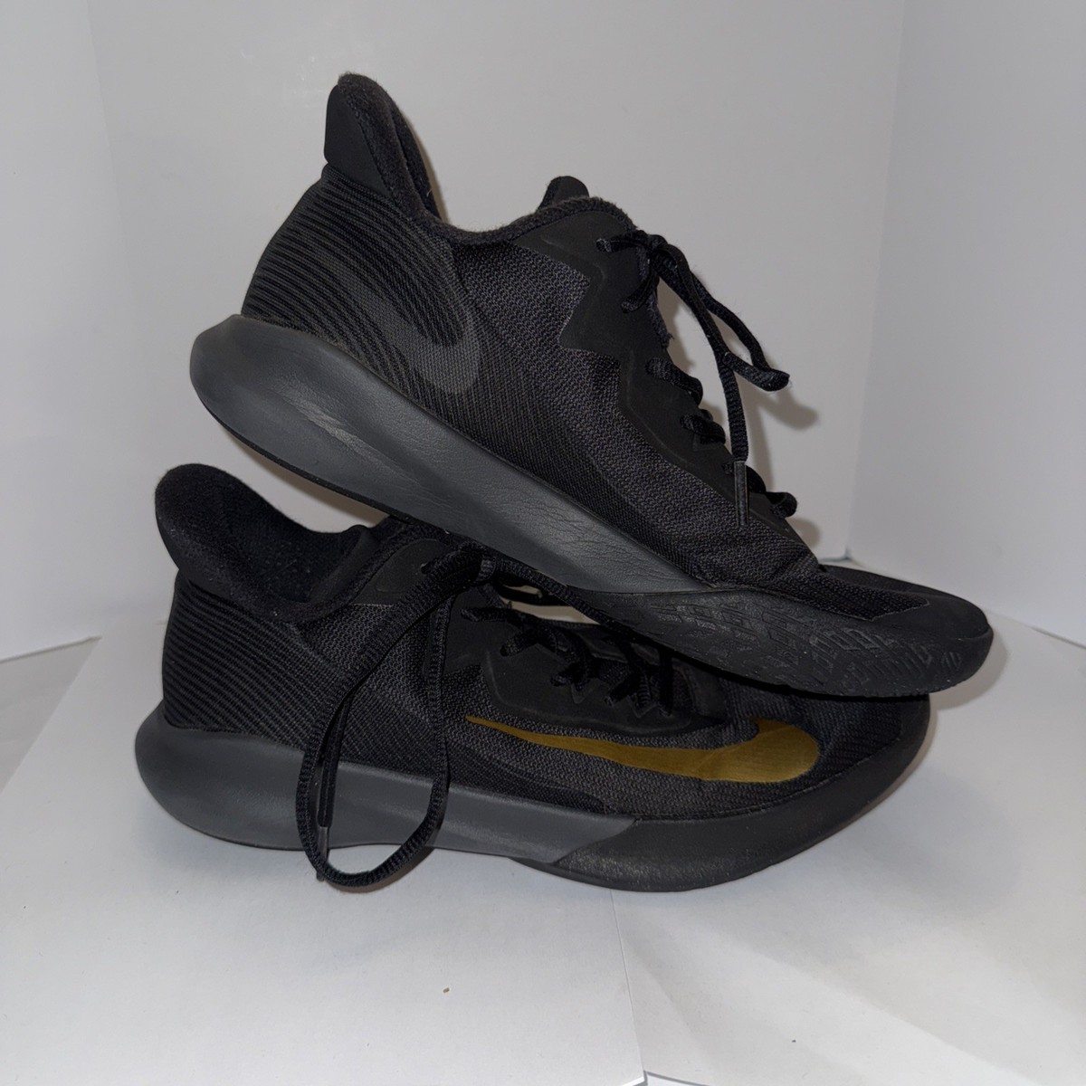 Nike Precision IV Basketball Shoes Mens Sz High Top Black Gold
