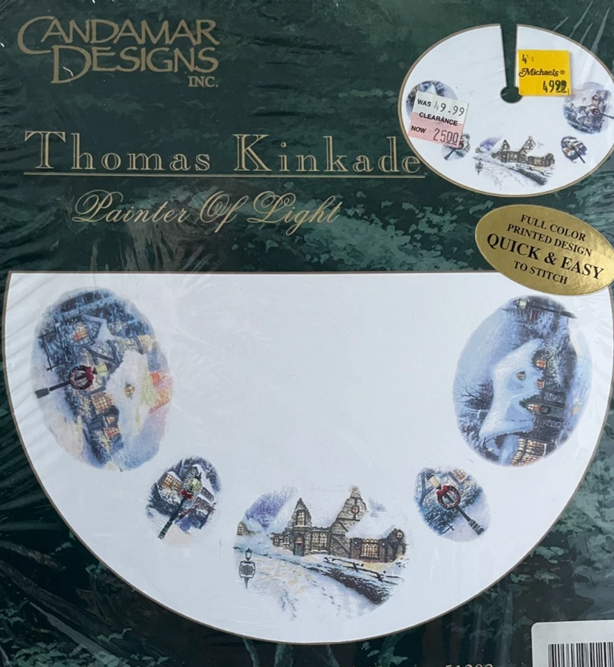 Thomas Kinkade New Tree Skirt & Table Topper Embellished Cross Stitch Kit #51202 - Image 2 of 4