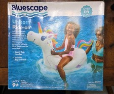 Bluescape White/Rainbow Unicorn Ride-On Inflatable Water Pool Float For Kids