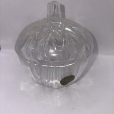 Vintage  RCR Apple/pumpkin Crystal  Clear Cut Jar  4"x4" Made In Italy -Lead