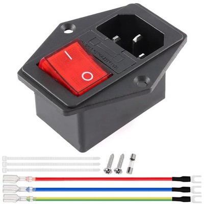 1 Stück Einlass Modul Stecker 3Pin AC 10A 250V LED Wippschalter Steckdose IEC320 C1