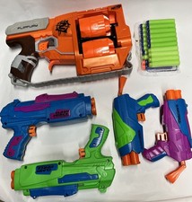 Lot Of Nerf Guns: 1 Zombie Flip Fury And 4 Clash Force With 20 Mixed Darts