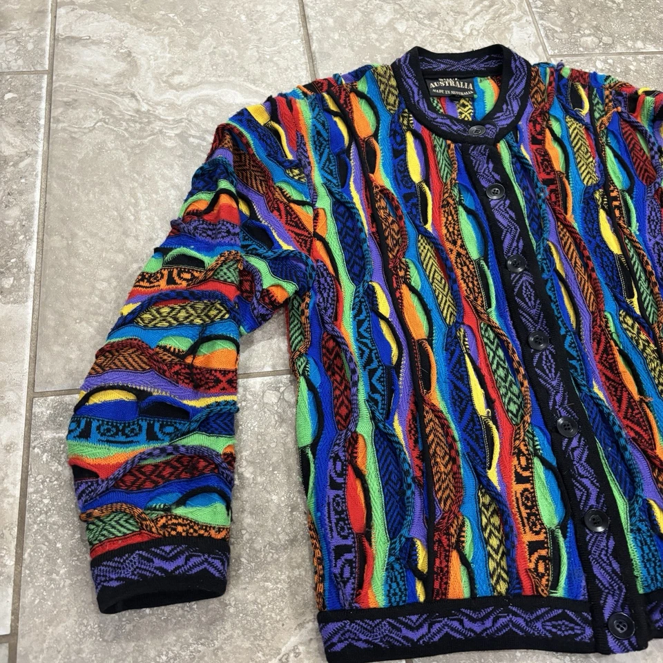 Cárdigan COOGI 'soul Of Australia' Auténtico Abstracto Colorido Lana Talla Pequeña Foto 4 de 4