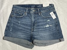 Old Navy O.G. Straight 3  Jean Shorts Size 8 High Rise Cuffed Blue Denim NWT