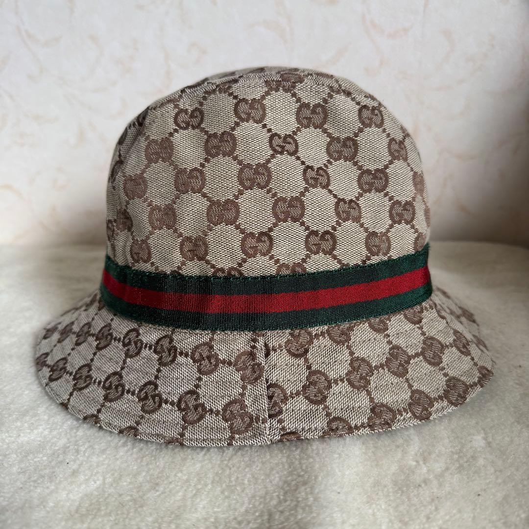 Gucci Bucket Hat Sherry Line GG Canvas Beige Brown Size S Women Authentic thumbnail 7