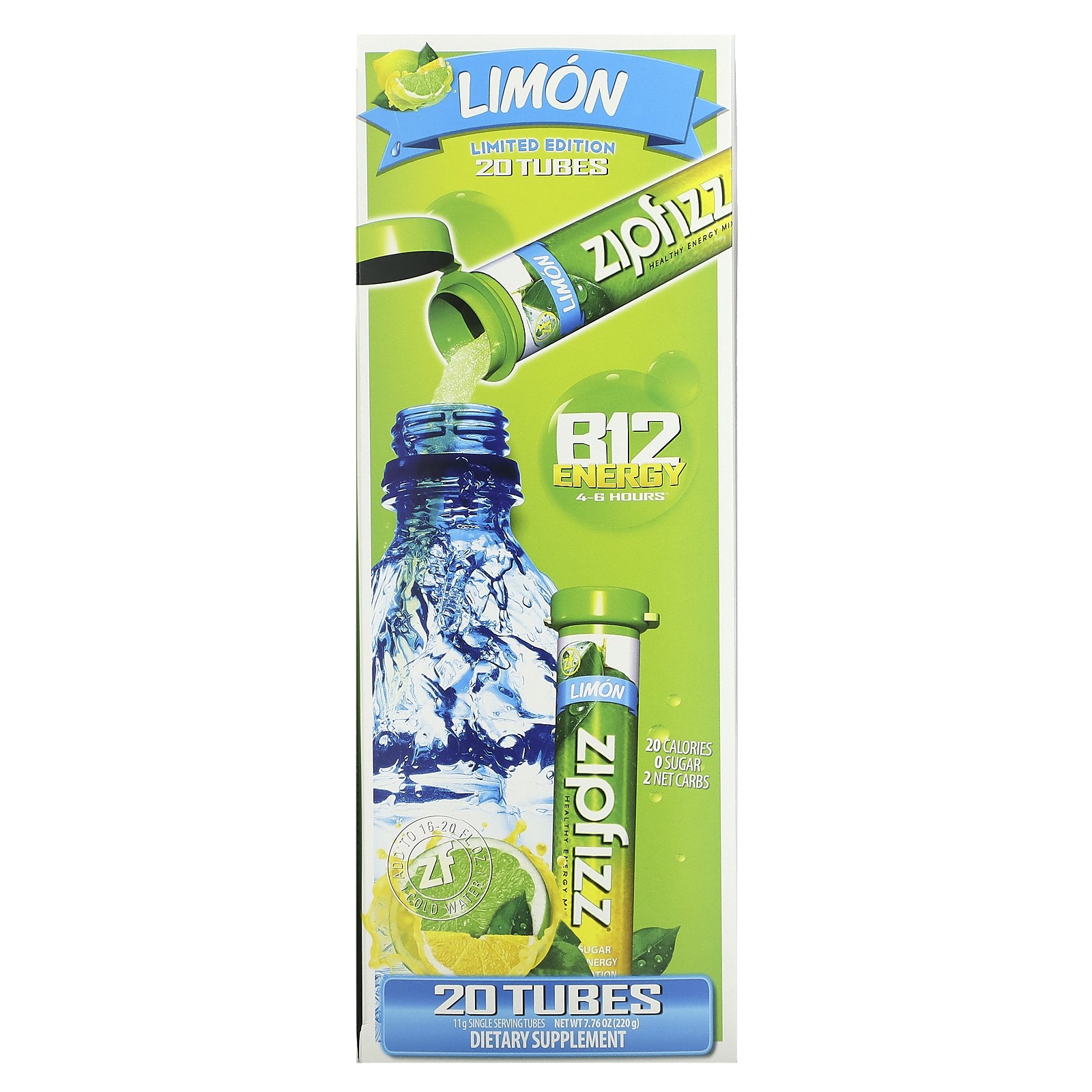 Healthy Energy Mix с витамином B12, лимон, 20 тюбиков по 0,39 унции (11 г) каждый