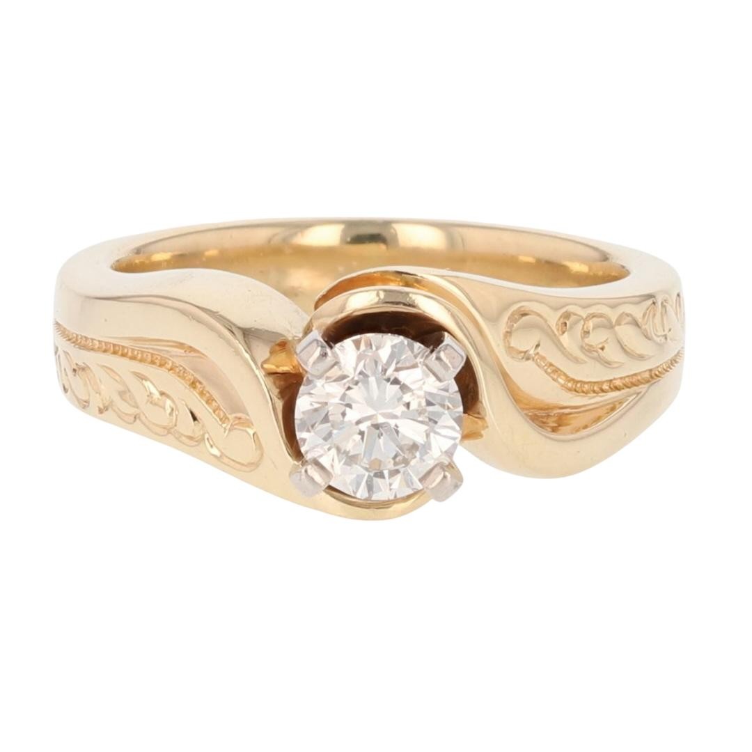 .42ct Round Diamond Solitaire Patterned Engagemen… - image 1