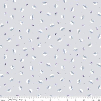 Twinkle Little Star Flock Gray Cotton Fabric