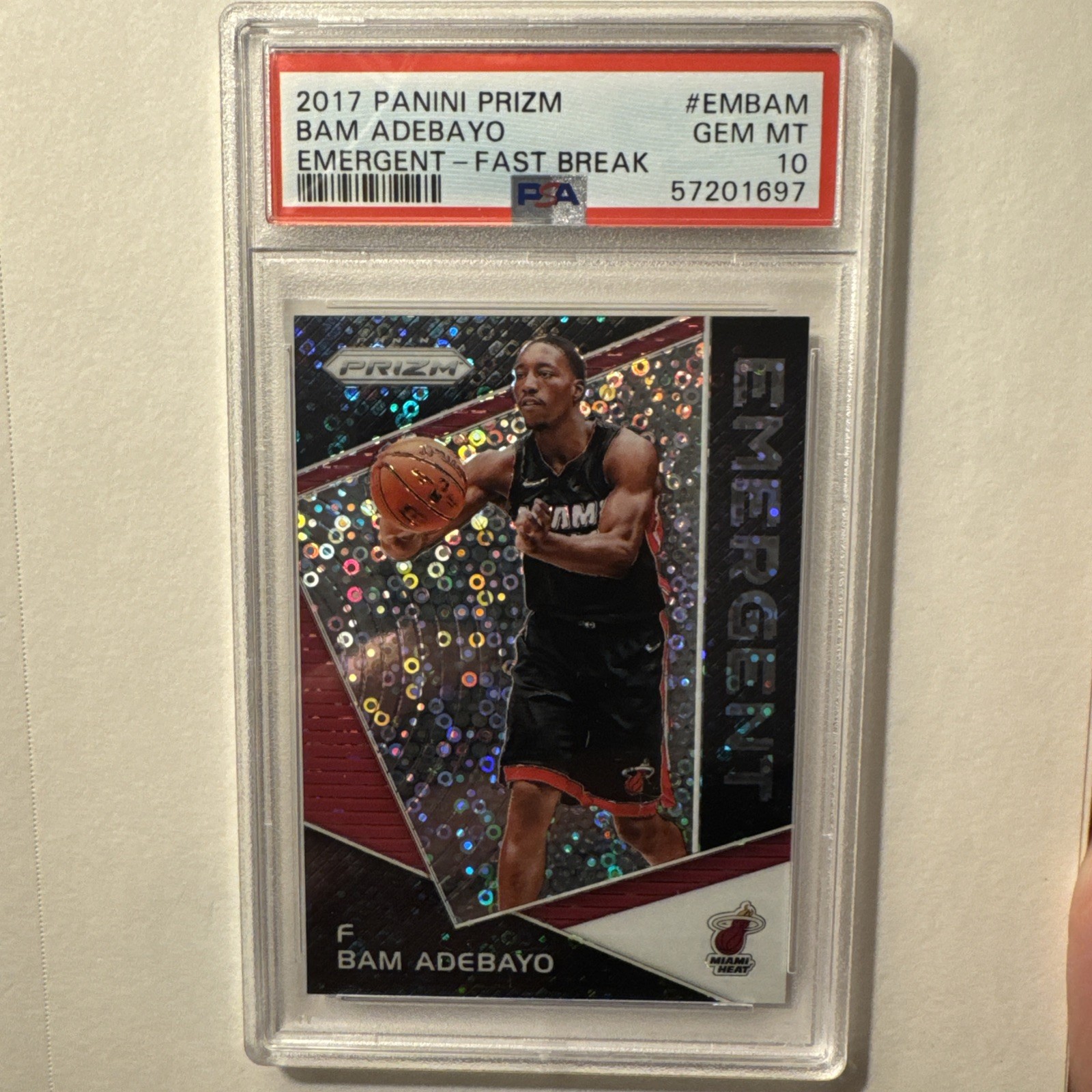 Bam Adebayo 2017 Prizm Emergent Fast Break PSA 10 Gem Mint Miami Heat