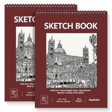 9" x 12" Sketch Book, 2-Pack 50 Sheets Spiral Bound Art Sketchbook, Acid Free...