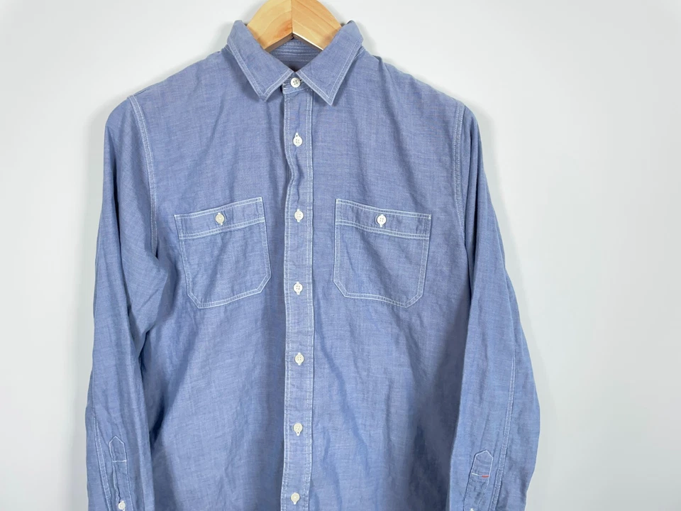 Jack Spade Chambray Work Shirt Men's Large Blue Double Face Fabric Workwear - Image 4 of 4